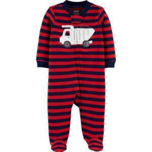 Carter's Child of Mine Baby Boy Onesie Red Blue Striped Truck Play Sleep Size P